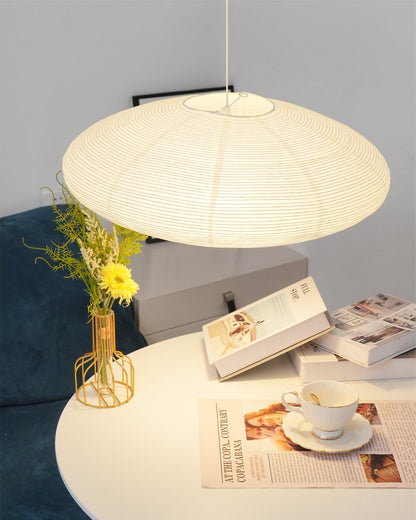 Handcrafted Paper Shade Ceiling Light with Adjustable Cord White Hanging Fixture for Bedroom Living Room Kitchen Dining Modern Indoor Lamp