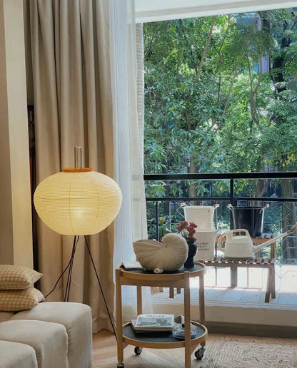 Japanese-Inspired Paper Floor Lamp White Mulberry Shade Tall Standing Light for Living Room Bedroom Reading Nook Sculptural Accent
