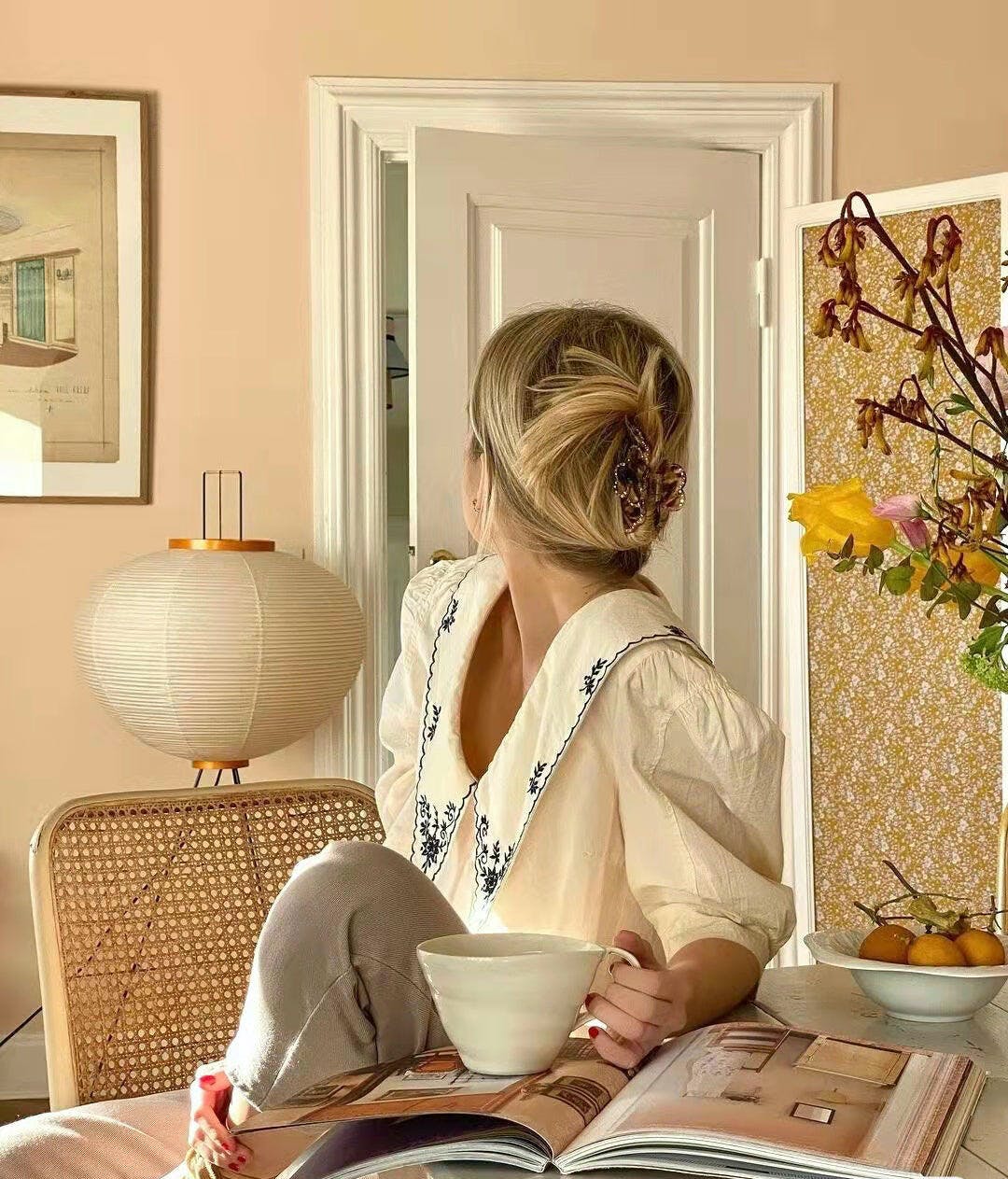 Japanese-Inspired Paper Floor Lamp White Mulberry Shade Tall Standing Light for Living Room Bedroom Reading Nook Sculptural Accent