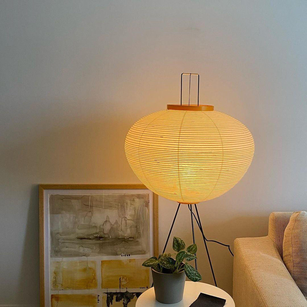 Handcrafted Paper Shade Floor Lamp 48 in Tall Warm White LED Light for Living Room Bedroom Reading Nook Minimalist Japanese Scandinavian Ins