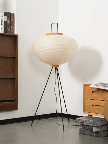 Japanese-Inspired Paper Floor Lamp White Mulberry Shade Tall Standing Light for Living Room Bedroom Reading Nook Sculptural Accent