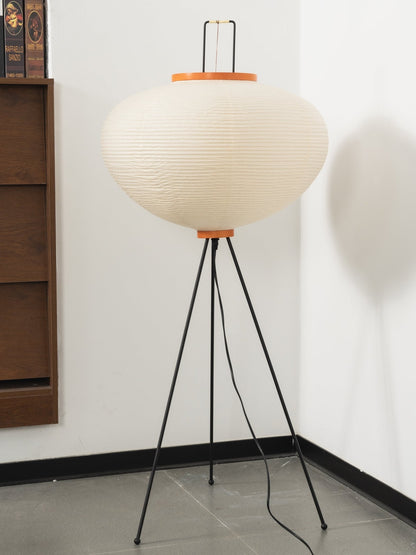 Japanese-Inspired Paper Floor Lamp White Mulberry Shade Tall Standing Light for Living Room Bedroom Reading Nook Sculptural Accent