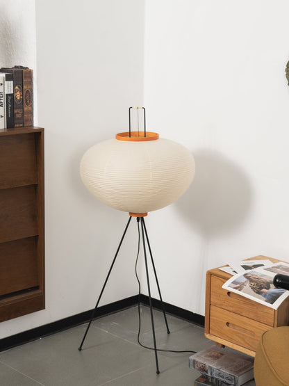 Japanese-Inspired Paper Floor Lamp White Mulberry Shade Tall Standing Light for Living Room Bedroom Reading Nook Sculptural Accent