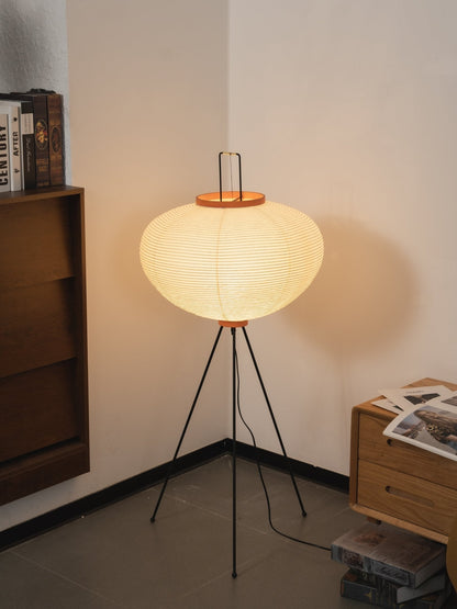 Japanese-Inspired Paper Floor Lamp White Mulberry Shade Tall Standing Light for Living Room Bedroom Reading Nook Sculptural Accent