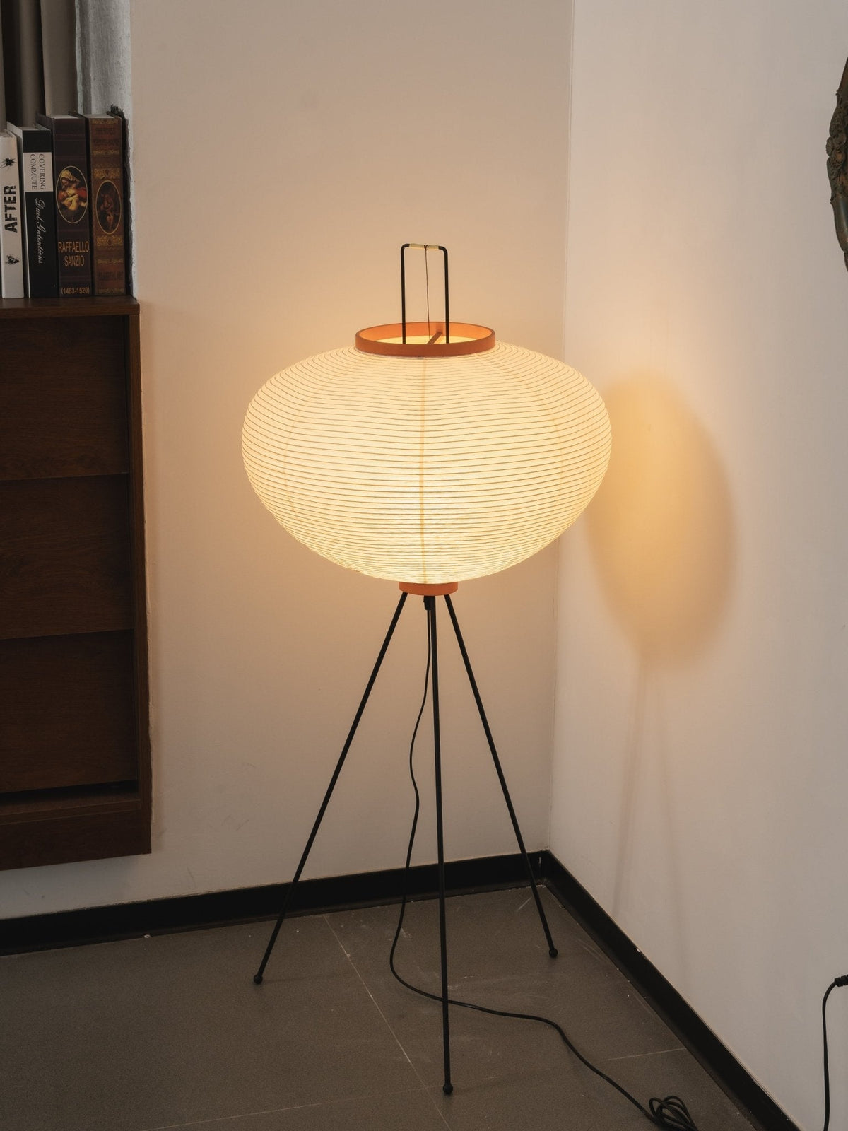 Japanese-Inspired Paper Floor Lamp White Mulberry Shade Tall Standing Light for Living Room Bedroom Reading Nook Sculptural Accent