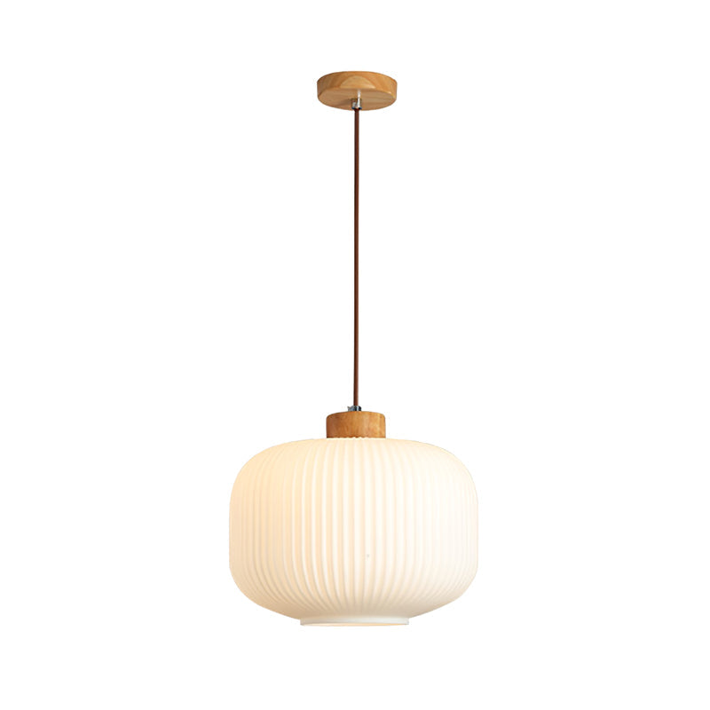 Hanging Ceiling Light with Frosted Shade and Natural Accents for Kitchen Island Dining Room Bedroom | Modern Drop Fixture E26 Socket 110V In