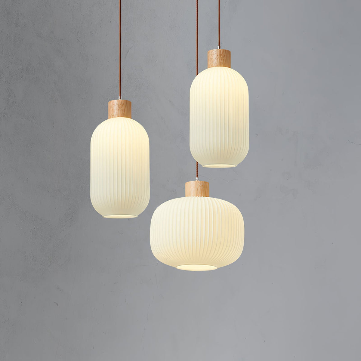Hanging Ceiling Light with Frosted Shade and Natural Accents for Kitchen Island Dining Room Bedroom | Modern Drop Fixture E26 Socket 110V In