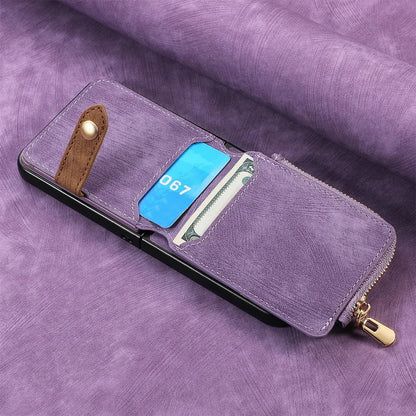 Foldable Phone Wallet Case with Zipper Pouch & Card Slots for Motorola Razr 2023-2026 Models – Protective PU Leather Cover with Magnetic
