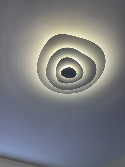 LED Flush Mount Ceiling Light 18.5 in White Metal Panel for Living Room Bedroom Dining Room Modern Low Profile Fixture Integrated Lighting