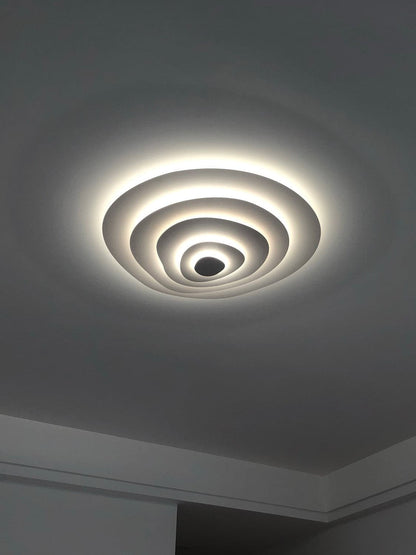 LED Flush Mount Ceiling Light 18.5 in White Metal Panel for Living Room Bedroom Dining Room Modern Low Profile Fixture Integrated Lighting