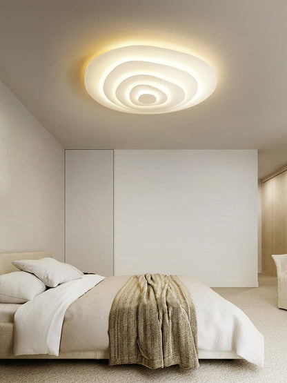 LED Flush Mount Ceiling Light 18.5 in White Metal Panel for Living Room Bedroom Dining Room Modern Low Profile Fixture Integrated Lighting