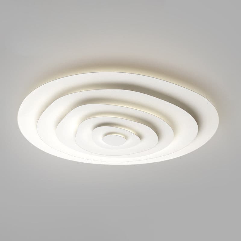 LED Flush Mount Ceiling Light 18.5 in White Metal Panel for Living Room Bedroom Dining Room Modern Low Profile Fixture Integrated Lighting