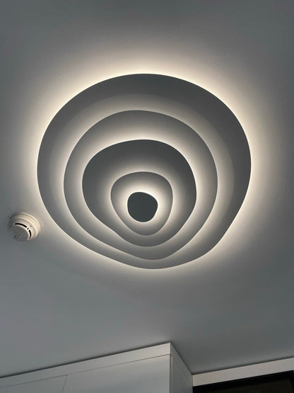 LED Flush Mount Ceiling Light 18.5 in White Metal Panel for Living Room Bedroom Dining Room Modern Low Profile Fixture Integrated Lighting
