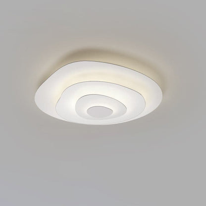 LED Flush Mount Ceiling Light 18.5 in White Metal Panel for Living Room Bedroom Dining Room Modern Low Profile Fixture Integrated Lighting