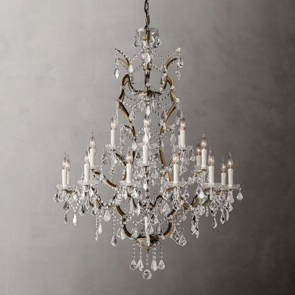 Large Grand Statement Chandelier Crystal Orb Fixture 40 Inch Round Elegant Dining Room Living Room Foyer Multi-Light 25 Bulb Iron Frame