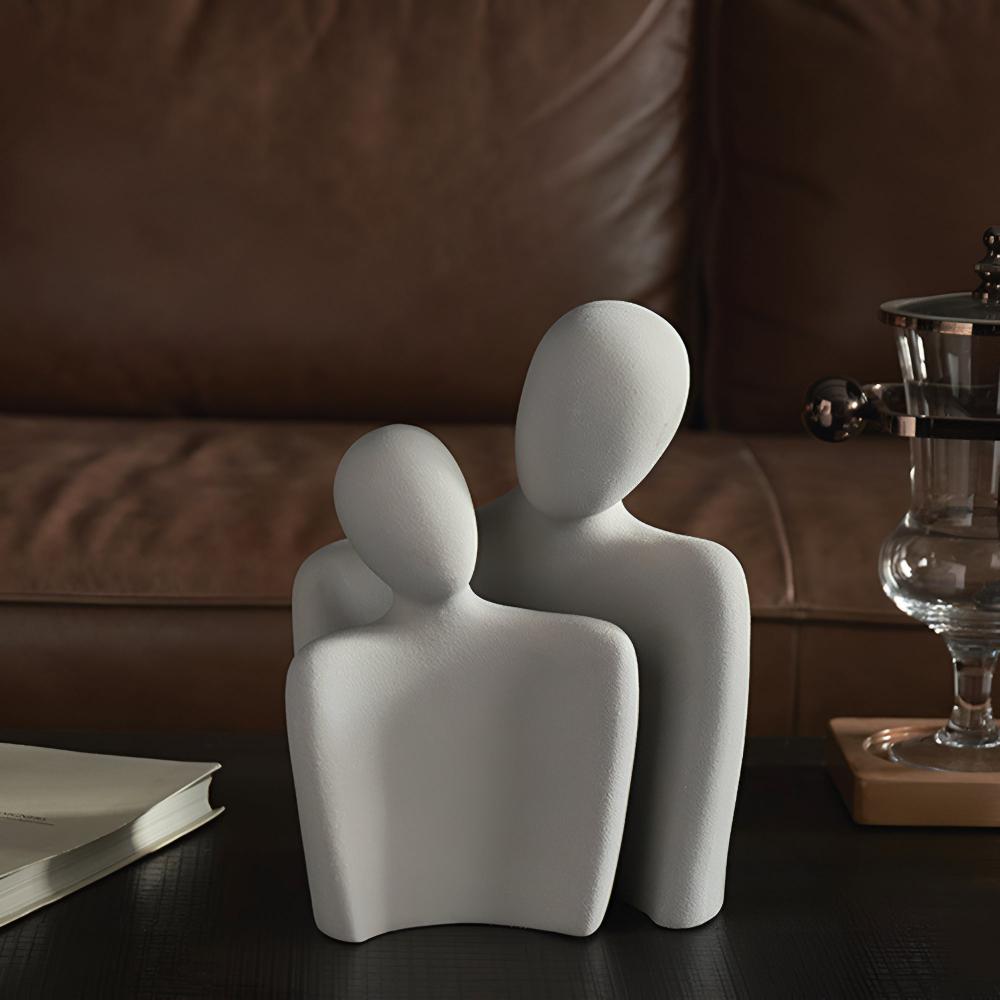 Romara Ceramic Sculpture - Elegant Couple Design, Grey Finish