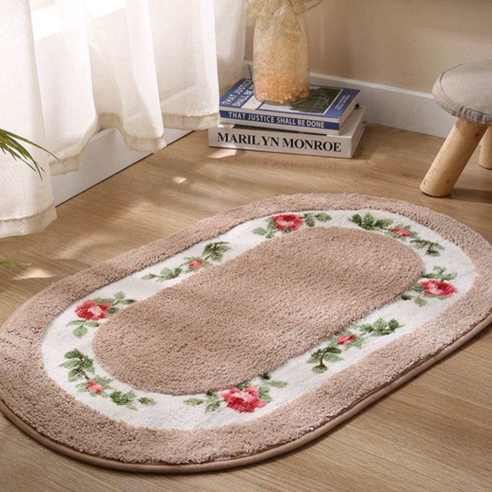 Rosa Bath Mat - Plush Microfibre, Non-Slip Floral Design