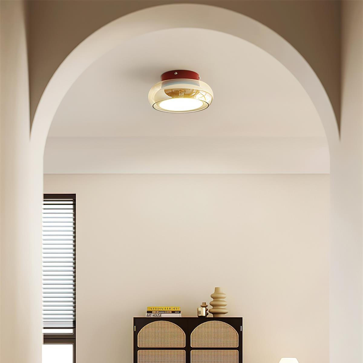12W LED Flush Mount Ceiling Light with Glass Acrylic Diffuser for Bedrooms Living Rooms Dining Rooms Three Color Modes 54-108 sq ft Coverage