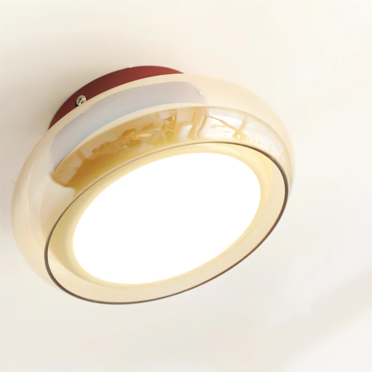 12W LED Flush Mount Ceiling Light with Glass Acrylic Diffuser for Bedrooms Living Rooms Dining Rooms Three Color Modes 54-108 sq ft Coverage