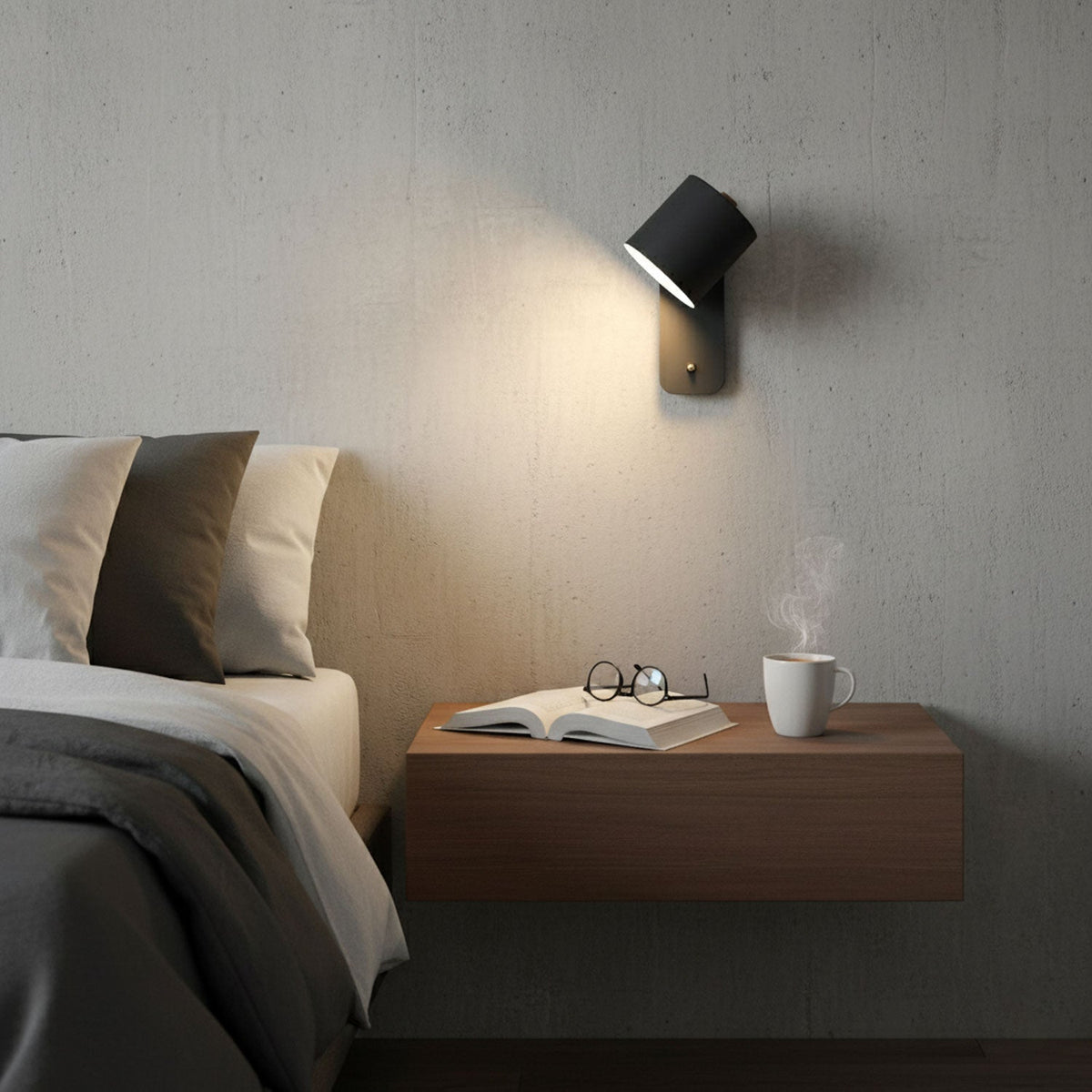 Adjustable Wall Sconce with Swivel Head Metal & Wood Construction 12-Inch Height for Bedroom and Living Room Light