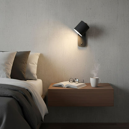 Adjustable Wall Sconce with Swivel Head Metal & Wood Construction 12-Inch Height for Bedroom and Living Room Light