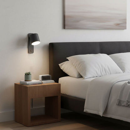 Adjustable Wall Sconce with Swivel Head Metal & Wood Construction 12-Inch Height for Bedroom and Living Room Light