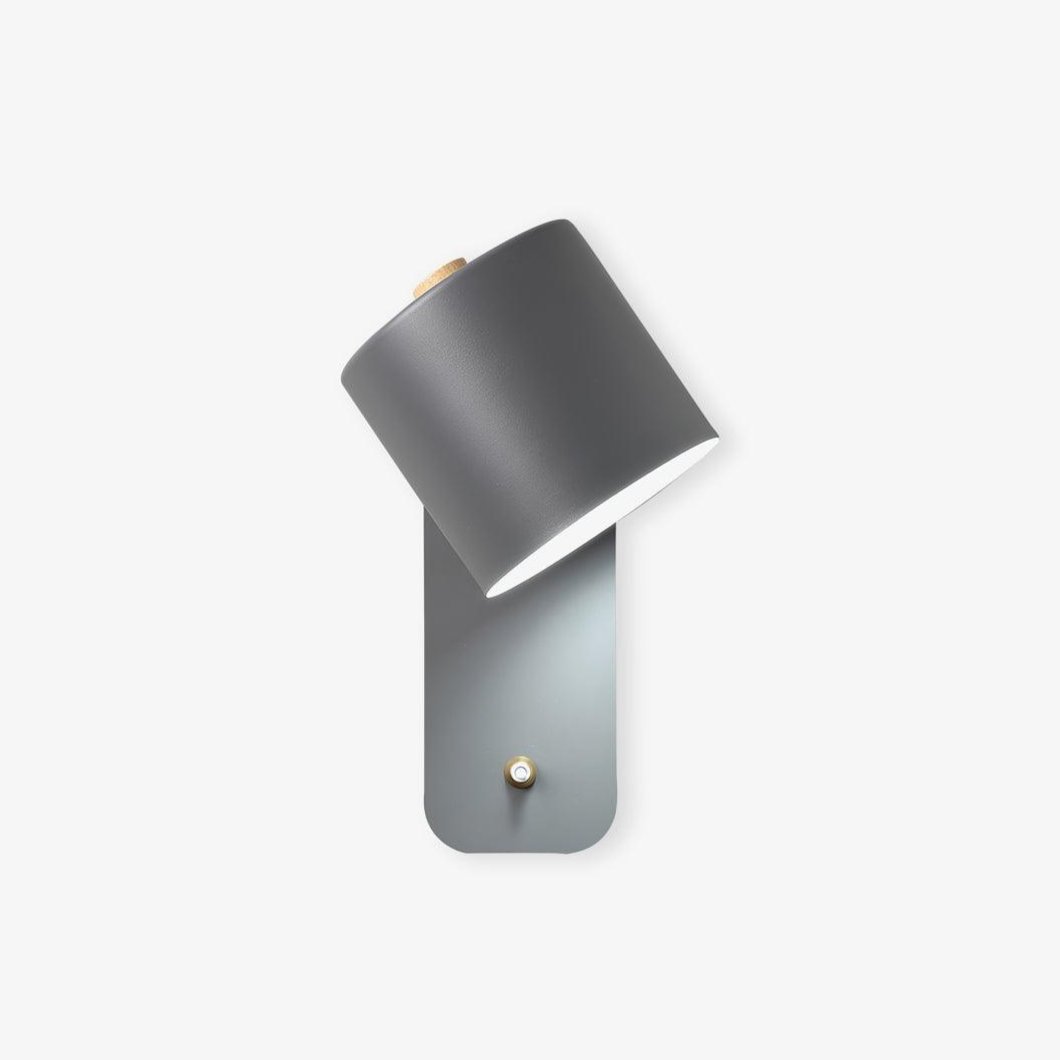 Adjustable Wall Sconce with Swivel Head Metal & Wood Construction 12-Inch Height for Bedroom and Living Room Light