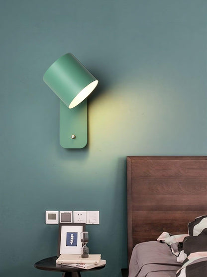 Adjustable Wall Sconce with Swivel Head Metal & Wood Construction 12-Inch Height for Bedroom and Living Room Light