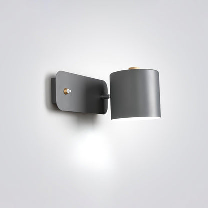 Adjustable Wall Sconce with Swivel Head Metal & Wood Construction 12-Inch Height for Bedroom and Living Room Light