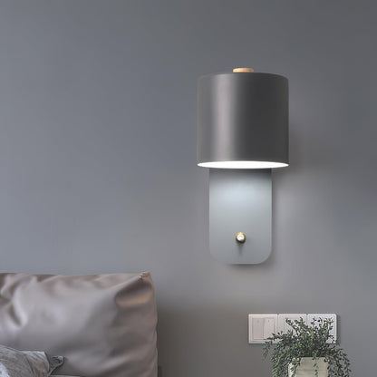 Adjustable Wall Sconce with Swivel Head Metal & Wood Construction 12-Inch Height for Bedroom and Living Room Light