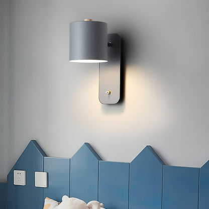 Adjustable Wall Sconce with Swivel Head Metal & Wood Construction 12-Inch Height for Bedroom and Living Room Light