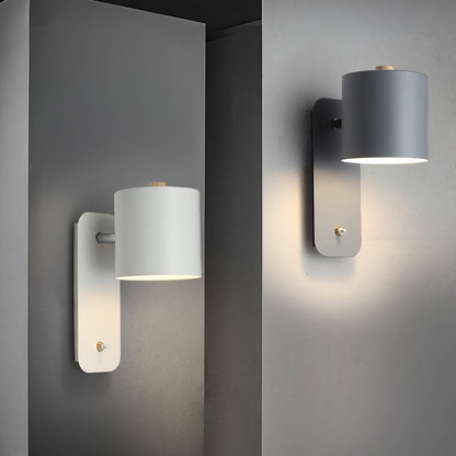 Adjustable Wall Sconce with Swivel Head Metal & Wood Construction 12-Inch Height for Bedroom and Living Room Light