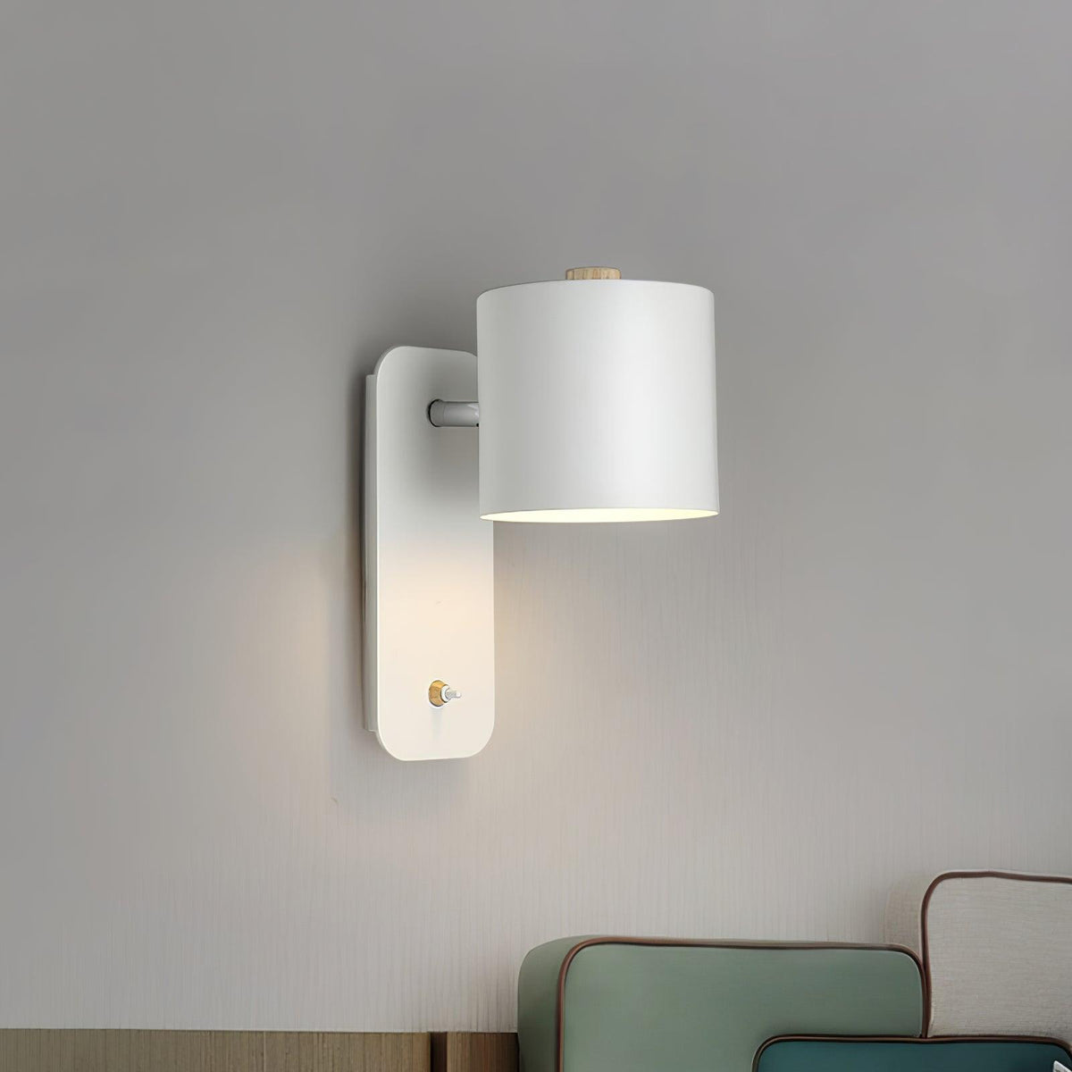 Adjustable Wall Sconce with Swivel Head Metal & Wood Construction 12-Inch Height for Bedroom and Living Room Light