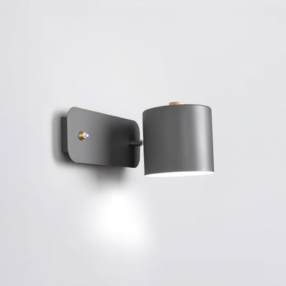 Adjustable Wall Sconce with Swivel Head Metal & Wood Construction 12-Inch Height for Bedroom and Living Room Light