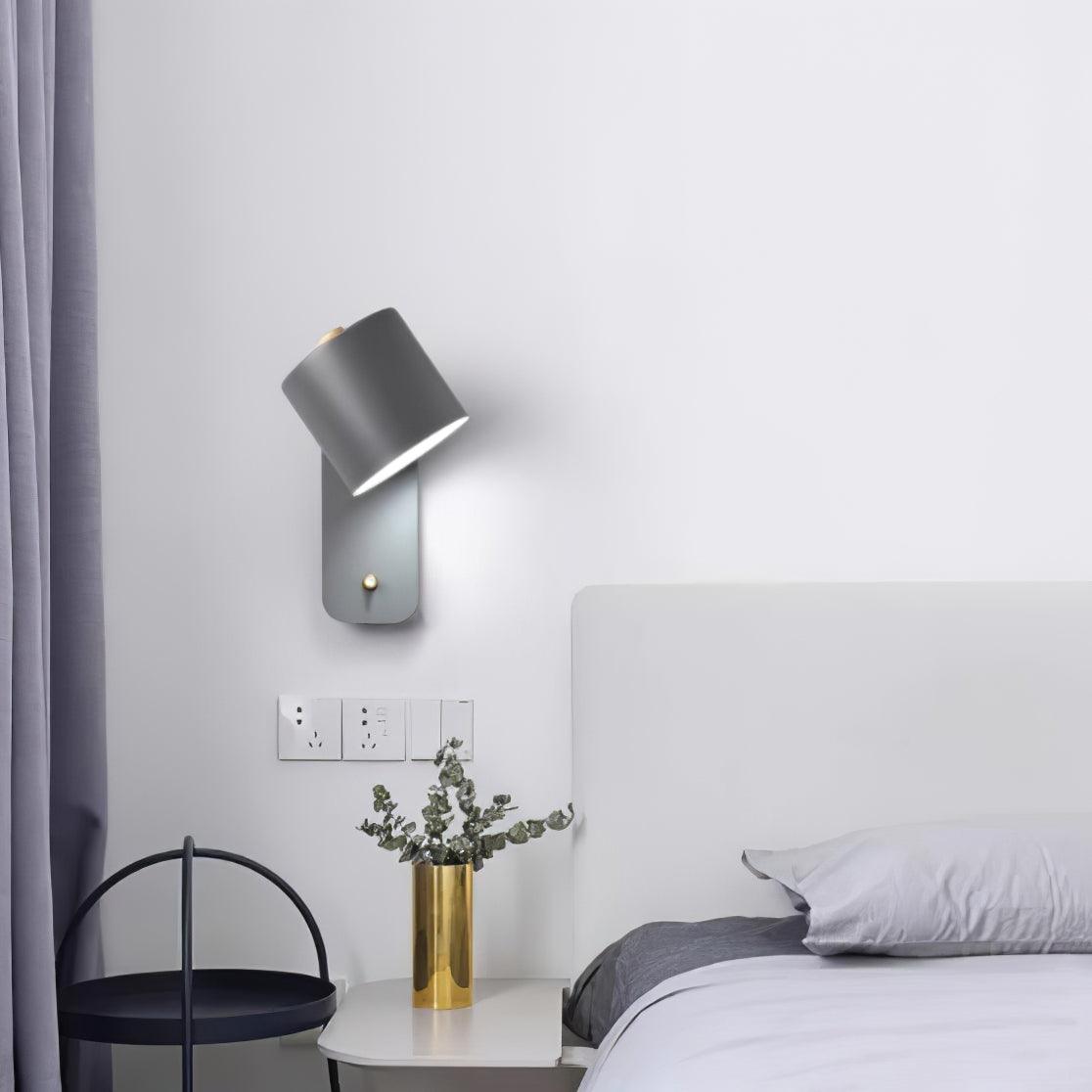 Adjustable Wall Sconce with Swivel Head Metal & Wood Construction 12-Inch Height for Bedroom and Living Room Light
