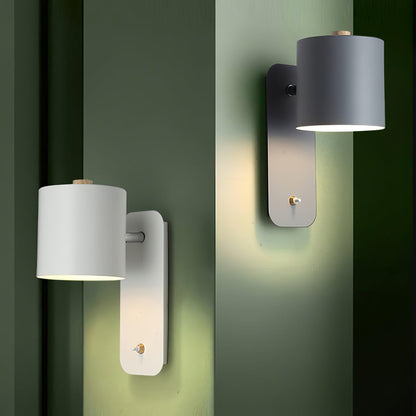 Adjustable Wall Sconce with Swivel Head Metal & Wood Construction 12-Inch Height for Bedroom and Living Room Light