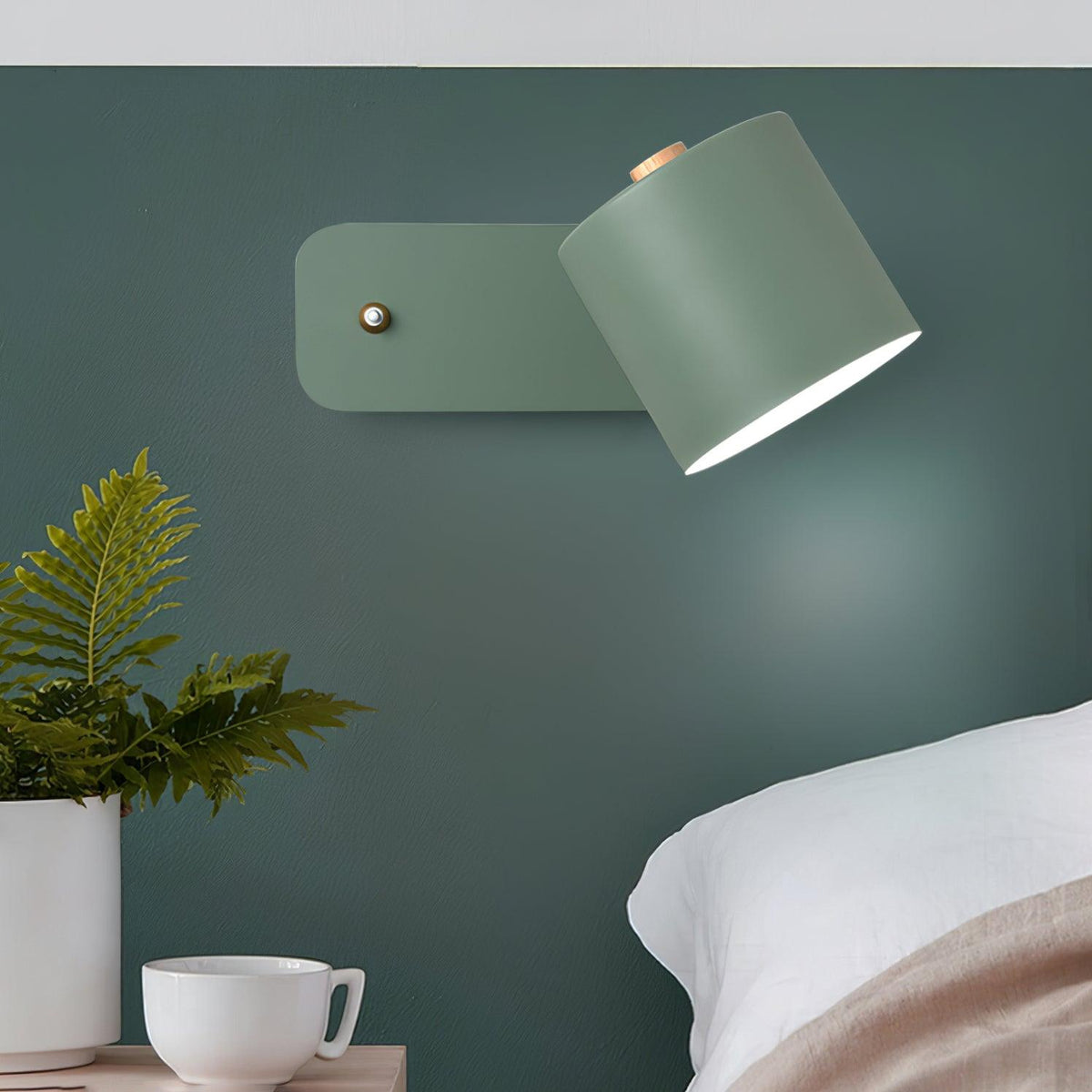 Adjustable Wall Sconce with Swivel Head Metal & Wood Construction 12-Inch Height for Bedroom and Living Room Light
