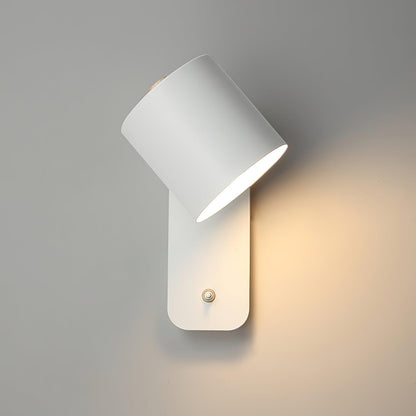 Adjustable Wall Sconce with Swivel Head Metal & Wood Construction 12-Inch Height for Bedroom and Living Room Light