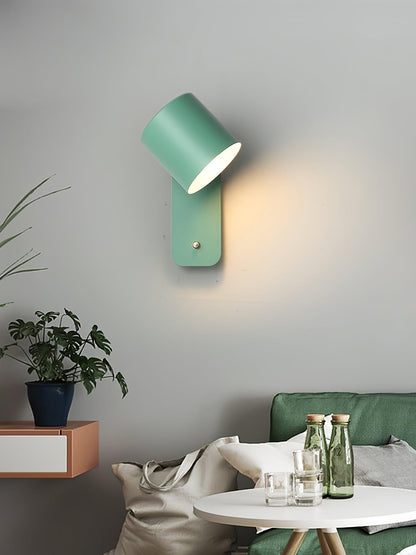 Adjustable Wall Sconce with Swivel Head Metal & Wood Construction 12-Inch Height for Bedroom and Living Room Light