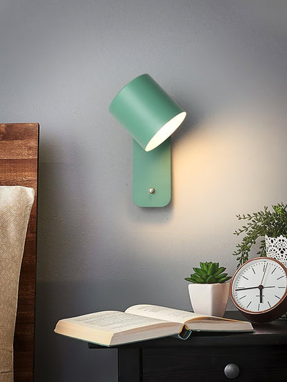Adjustable Wall Sconce with Swivel Head Metal & Wood Construction 12-Inch Height for Bedroom and Living Room Light