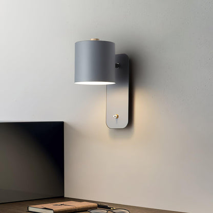 Adjustable Wall Sconce with Swivel Head Metal & Wood Construction 12-Inch Height for Bedroom and Living Room Light