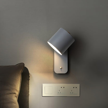 Adjustable Wall Sconce with Swivel Head Metal & Wood Construction 12-Inch Height for Bedroom and Living Room Light