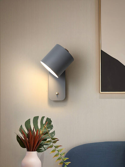 Adjustable Wall Sconce with Swivel Head Metal & Wood Construction 12-Inch Height for Bedroom and Living Room Light