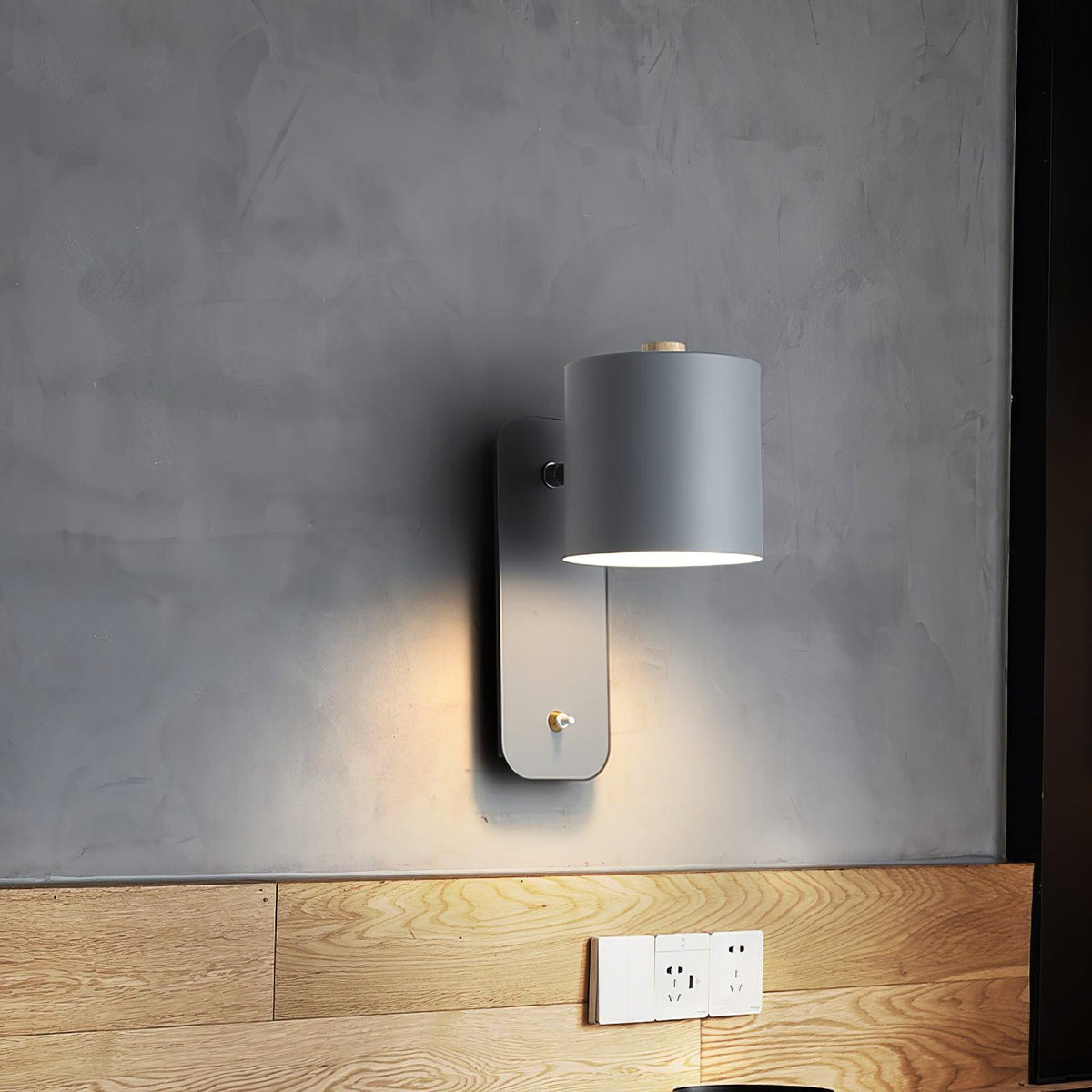 Adjustable Wall Sconce with Swivel Head Metal & Wood Construction 12-Inch Height for Bedroom and Living Room Light