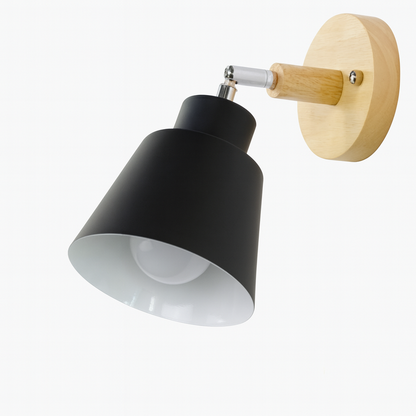 Adjustable Wall-Mount Reading Light Gray Wood Accent Swivel Arm Bedside Sconce E27 Socket for Bedroom Living Room Hallway