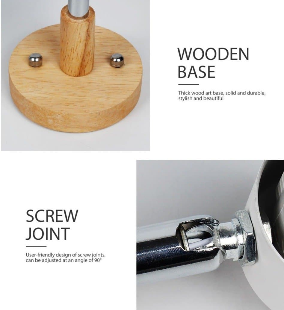 Adjustable Wood & Metal Sconce 7.5 in Yellow Plug-In Task Light for Nightstand Bedrooms Home Office Swivel Arm Accent Lighting