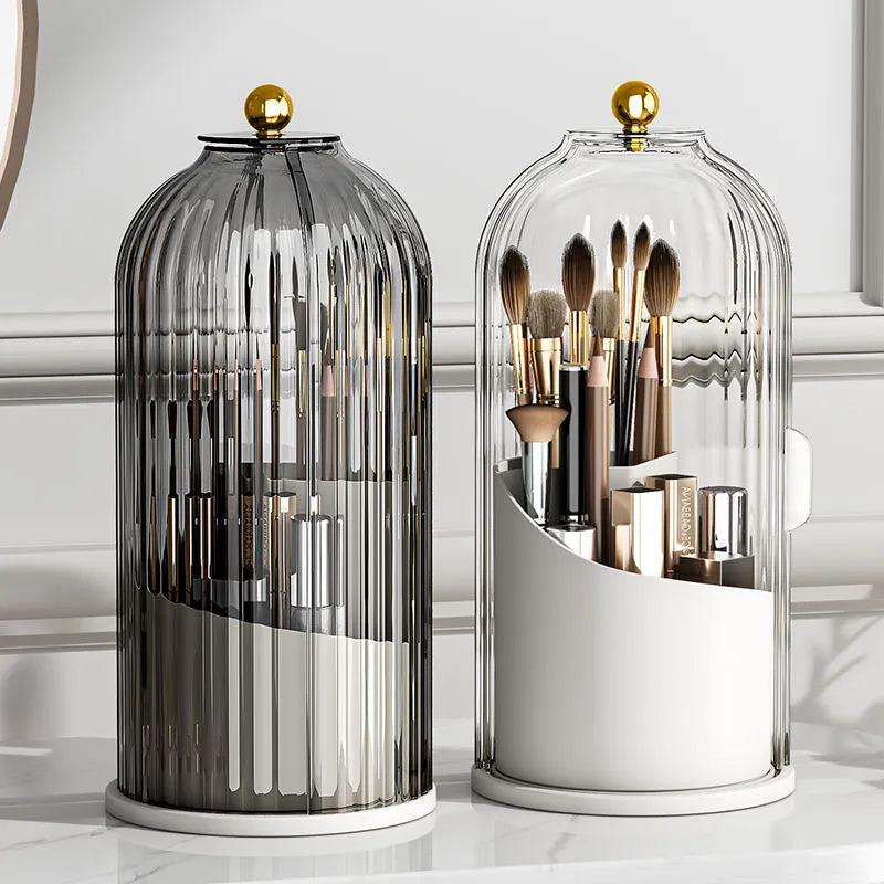 Rotating Acrylic Cosmetic Organizer with 360-Degree Spin, Waterproof Makeup Storage, Compact Makeup Organizer Box