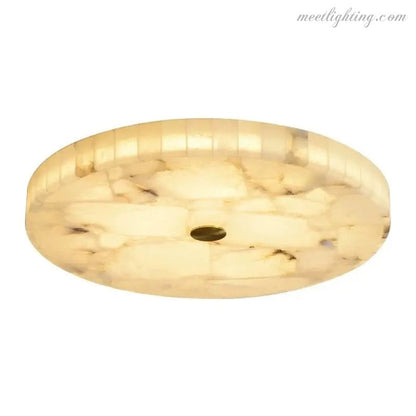 Alabaster Flush Mount Ceiling Light – Natural Stone Fixture for Living Room, Bedroom & Hallway – Round LED Fixture in Brass, Black or Chrome