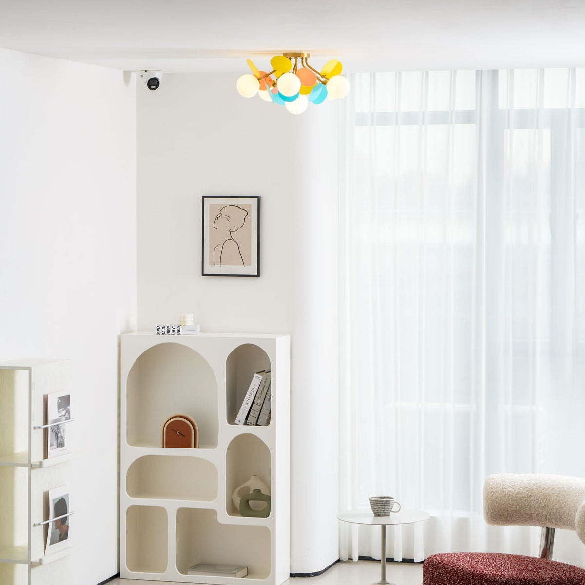 Flush-Mount Pastel Ceiling Light 10 in Diameter Metal & Acrylic for Kids Room Bedroom Office Home Nursery Small Space Overhead Lighting
