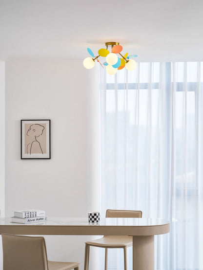 Flush-Mount Pastel Ceiling Light 10 in Diameter Metal & Acrylic for Kids Room Bedroom Office Home Nursery Small Space Overhead Lighting
